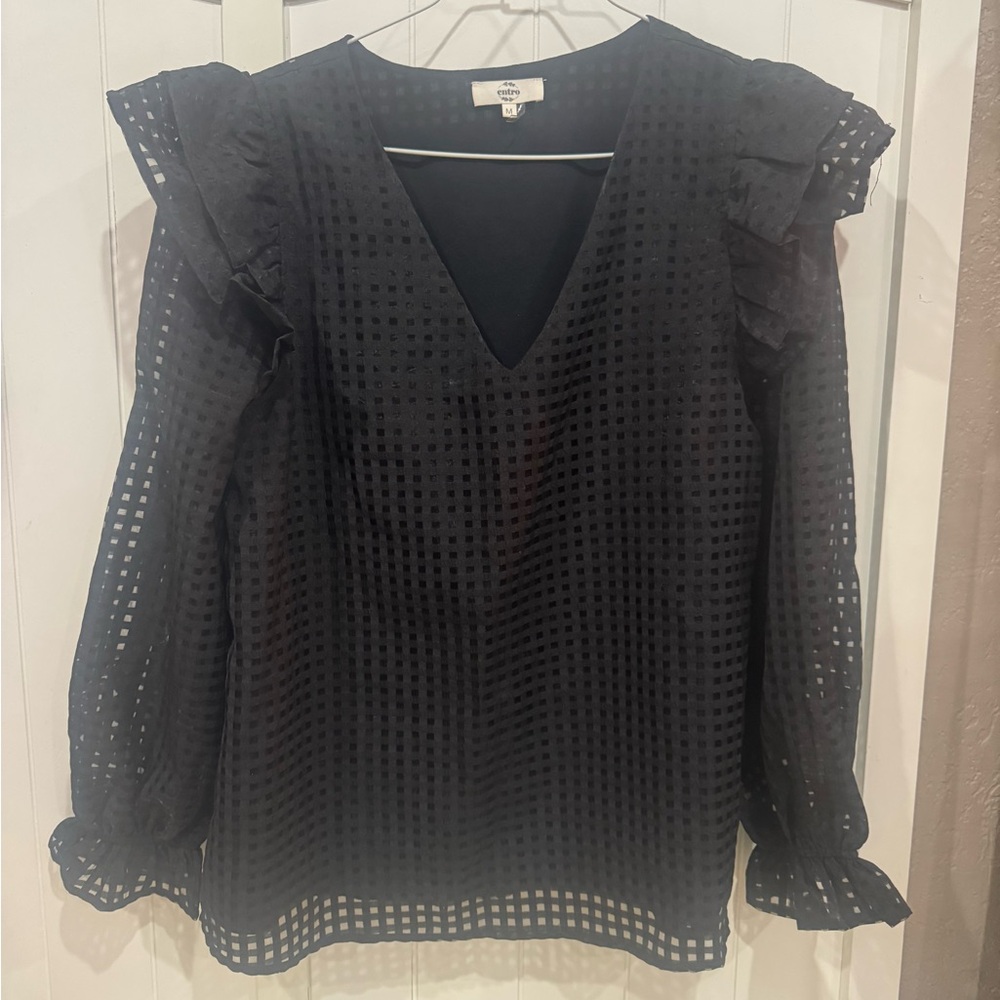 Ruffle Shoulder V Neck Top new with tags 
Pet free smoke free home Medium